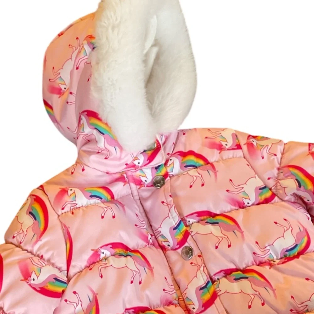 Carters pink unicorn girls 18 month winter coat toddler jacket with hood